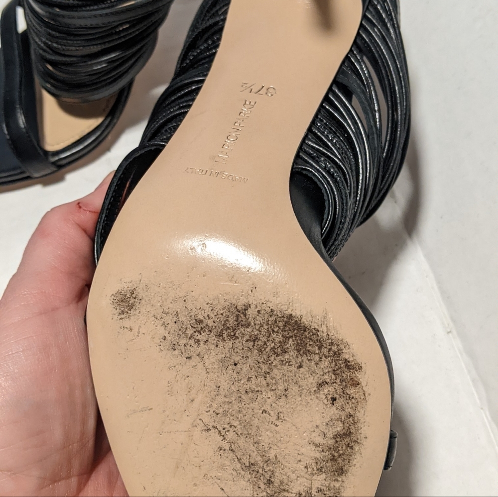 Marion Parke Strapy Slide Black Leather Heel Sandals 37.5 7 - Picture 5 of 8